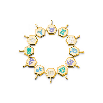 Individual zodiac pendants on 18K Gold PVD in multiple colours