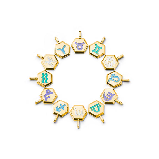 Individual zodiac pendants on 18K Gold PVD in multiple colours