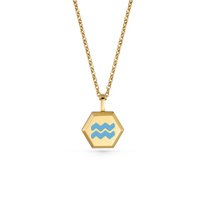 Aquarius Zodiac Pendant Necklace (Gold / Silver)