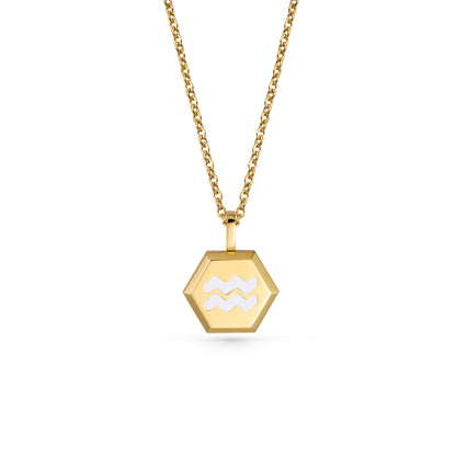 Aquarius Zodiac Pendant Necklace (Gold / Silver)